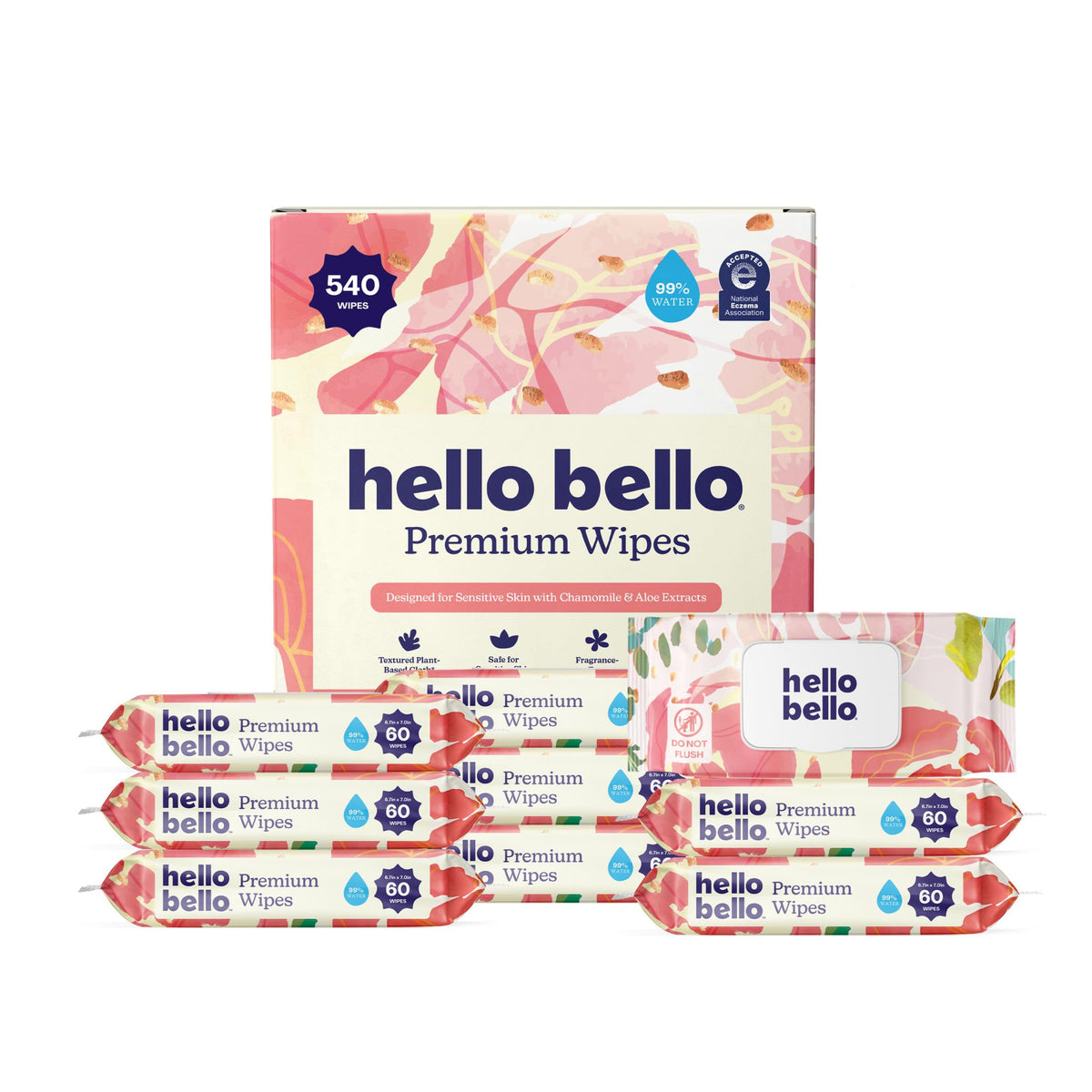 Hello Bello Premium Baby Wipes (Simply Sage) Fragrance-Free 12pk = 720ct