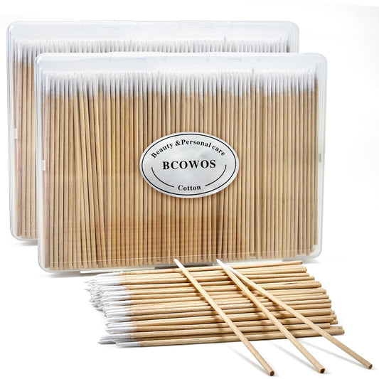 Bcowos 4" Pointed Cotton Swabs with Storage Case, Precision Tips, 800Count