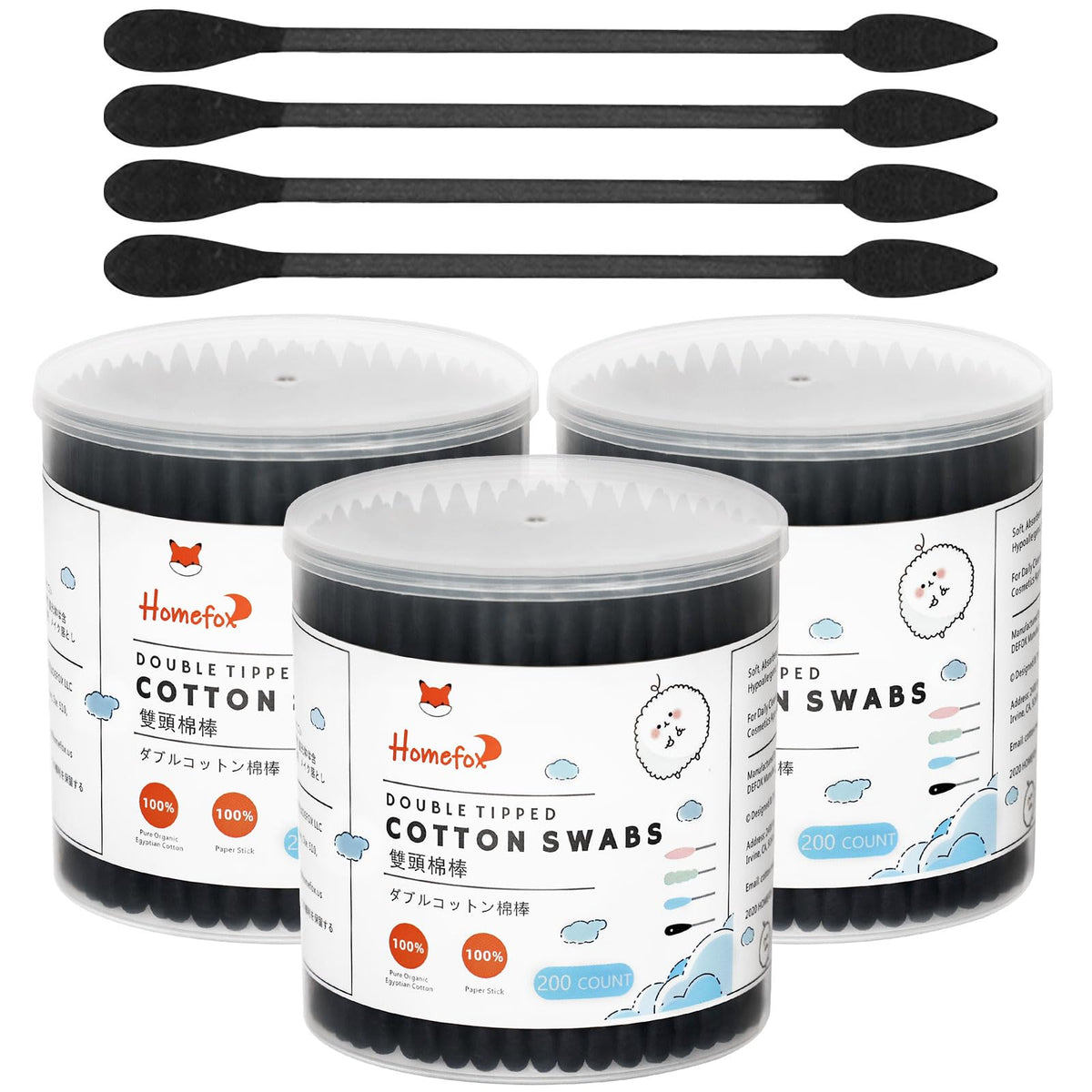 Cotton Swabs Precision Pointed - 400 Count Pointy Organic Cotton Buds Double Side Tightly Wrapped Cotton Tips Paper Stick Soft Gentle Lint-Free Cruelty-Free, Pointy & Round (White)