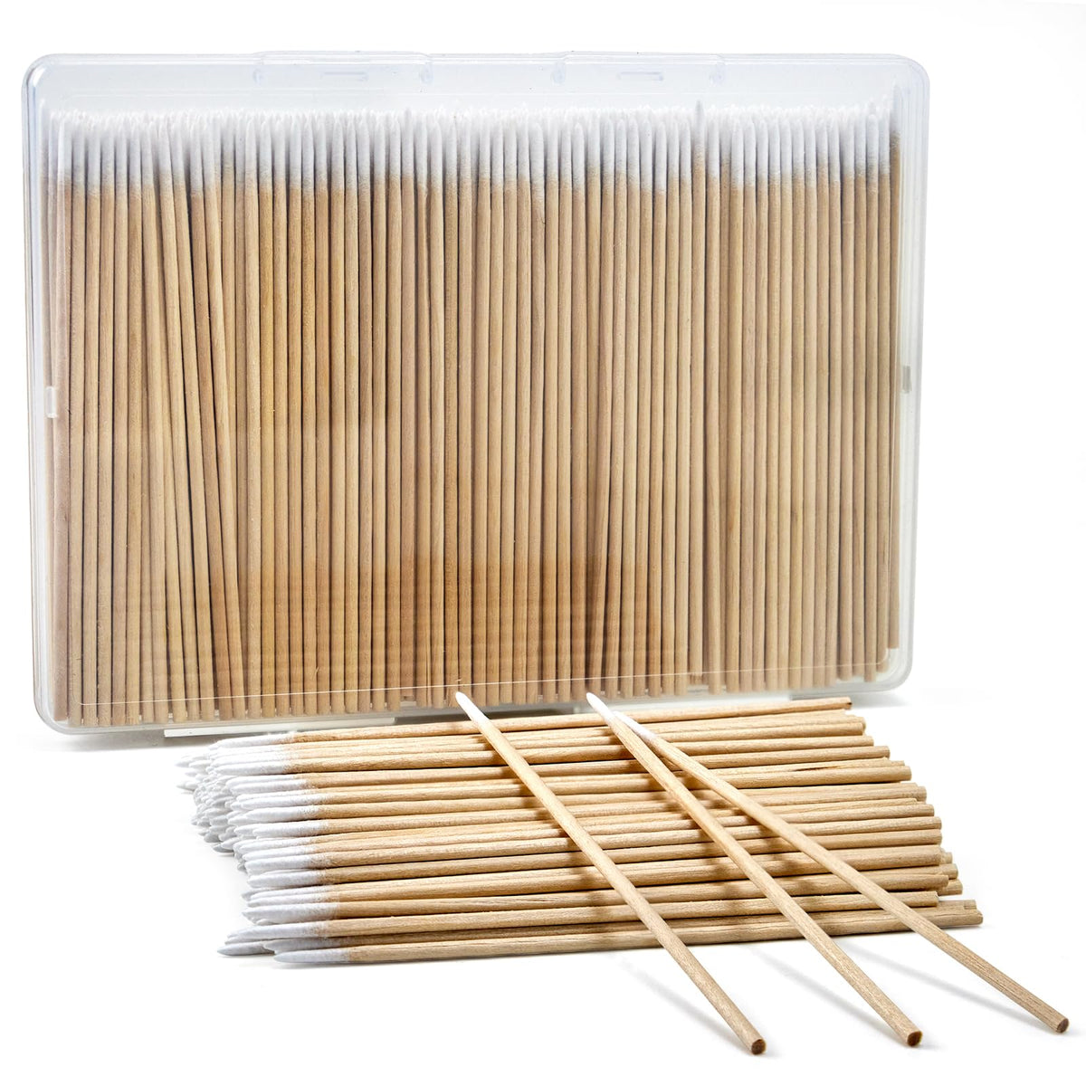 Bcowos 4" Pointed Cotton Swabs with Storage Case, Precision Tips, 800Count