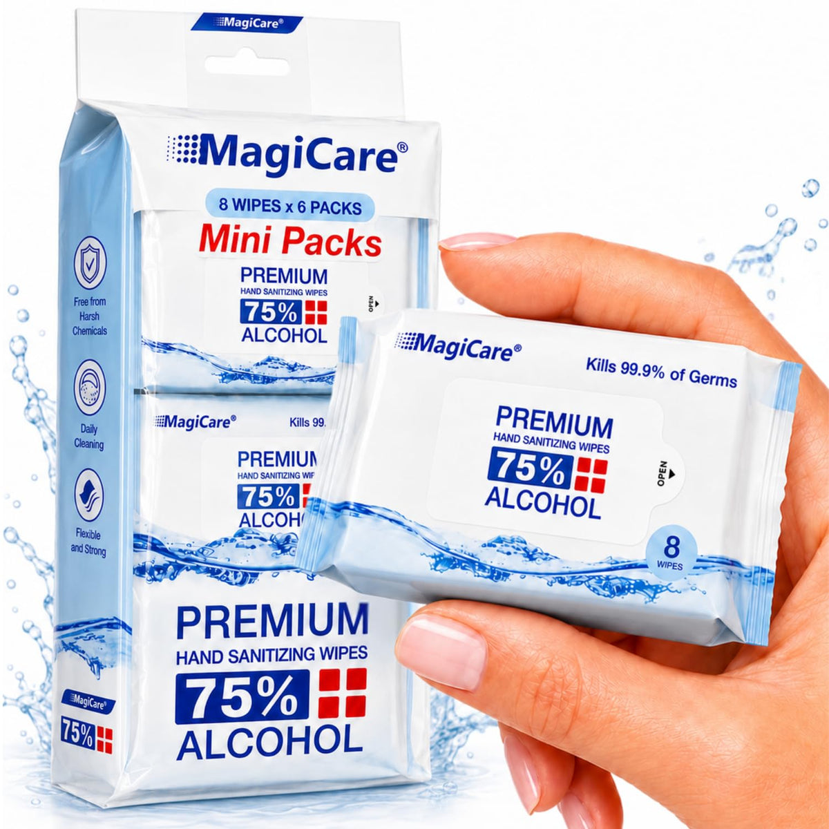 MagiCare 75% Large Alcohol Wipes (4-80ct pks, 320ct), Hand Sanitizer Wipes