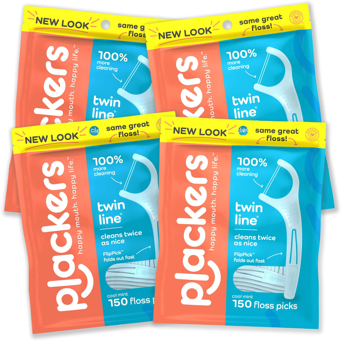 Plackers Twin Line Floss Picks, Intense Mint, 300 Count