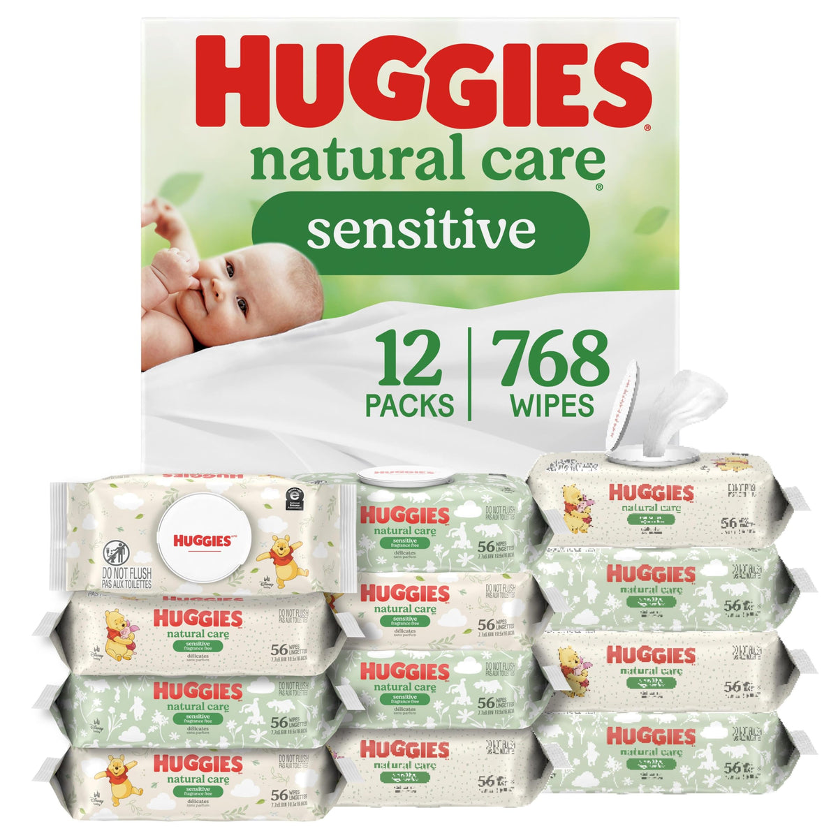 Huggies Natural Care Sensitive Baby Wipes, Unscented, 15 Packs, 960 Wipes