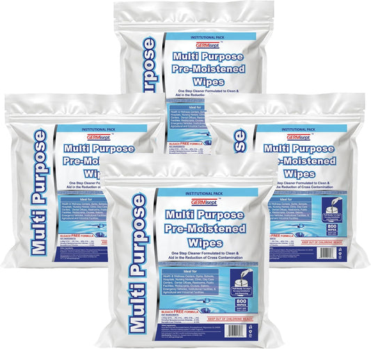 Wet Wipes Bulk - 4 x 800 Count Refill Bags (3200 Commercial Disposable Wipes) Value Pack - For Upward Pull Dispenser Ideal For Public Use