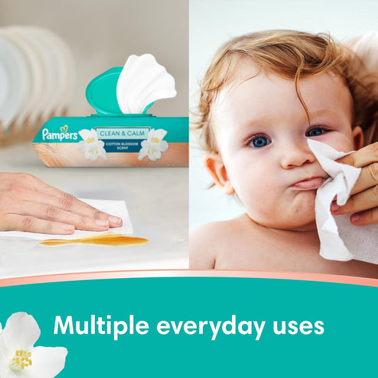 Pampers Wipes, Clean & Calm, Cotton Blossom Scent, 672 Wipes Total (12X Pop-Top Packs)