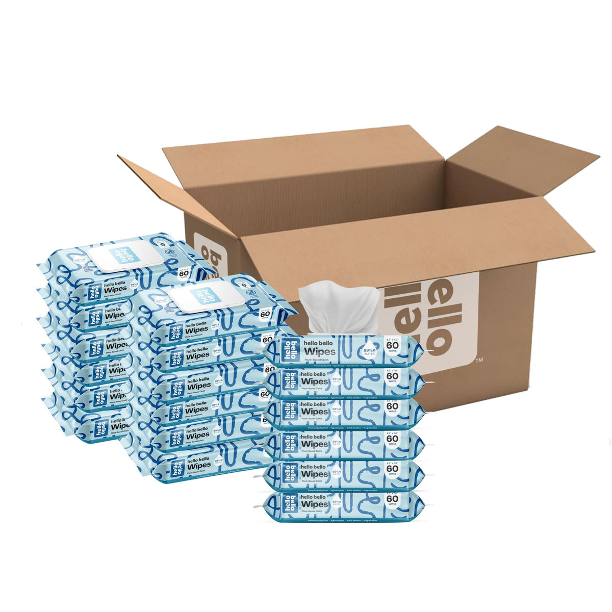 Hello Bello Premium Baby Wipes (Simply Sage) Fragrance-Free 12pk = 720ct