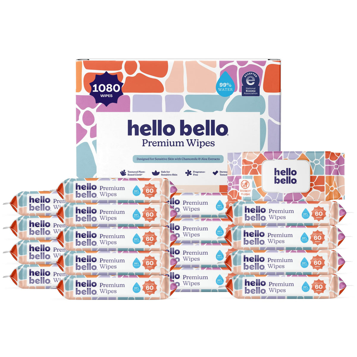 Hello Bello Premium Baby Wipes (Simply Sage) Fragrance-Free 12pk = 720ct