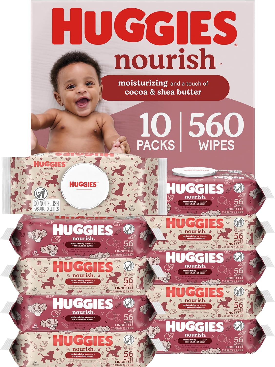 Huggies Nourish Scented Baby Wipes, 10 Packs, 560 Wipes