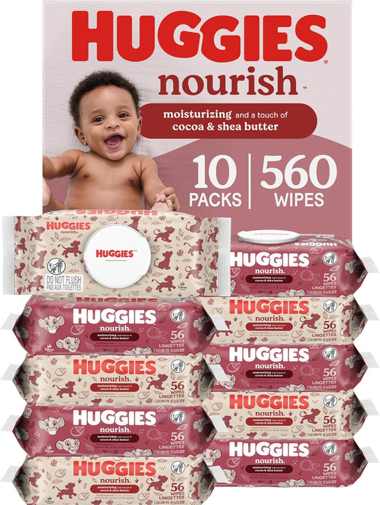 Huggies Nourish Scented Baby Wipes, 10 Packs, 560 Wipes