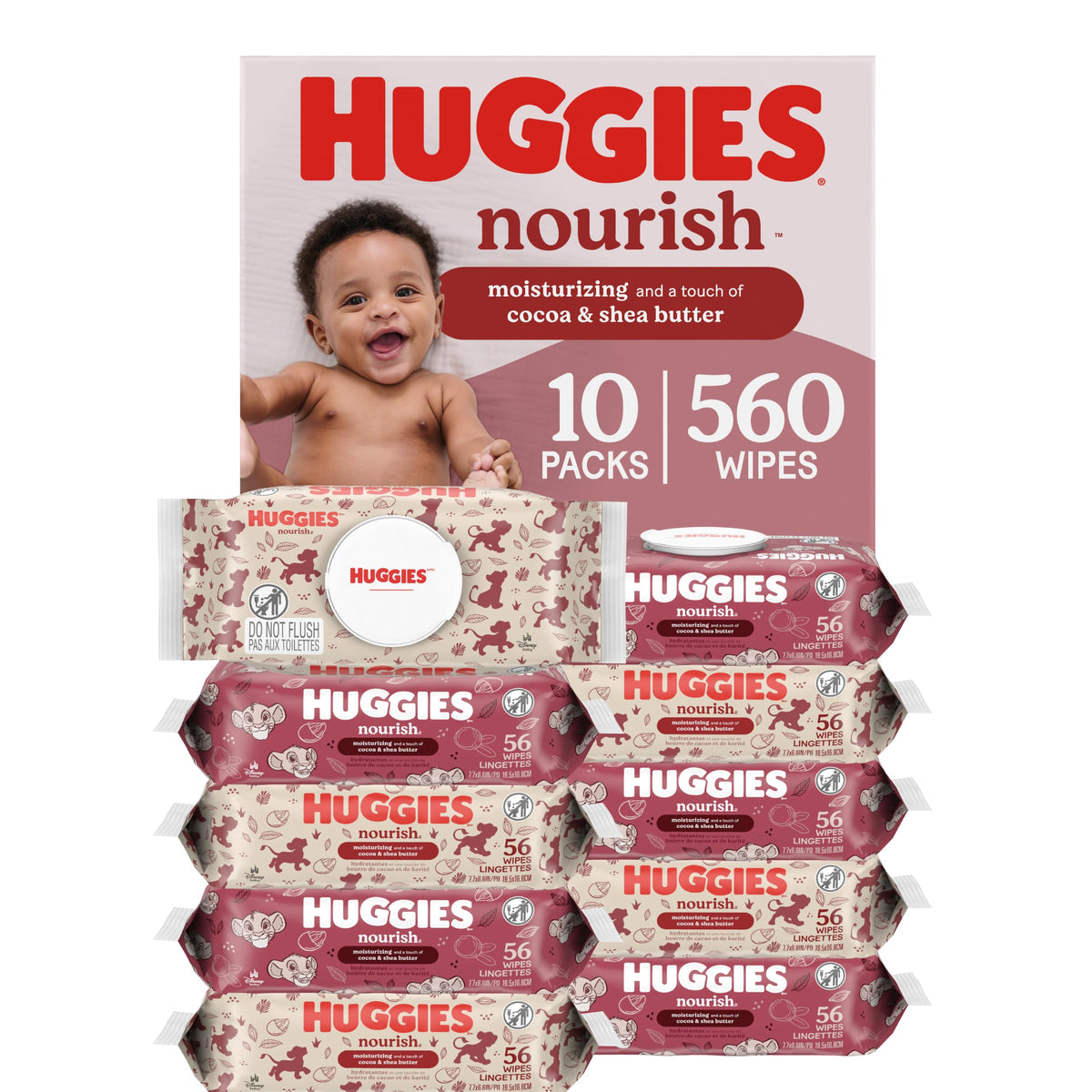 Huggies Nourish Scented Baby Wipes, 10 Packs, 560 Wipes