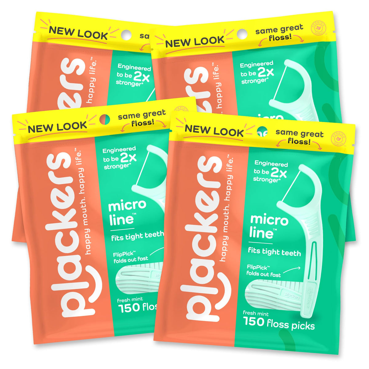 Plackers Micro Line Floss Picks, Intense Mint, 150 Count