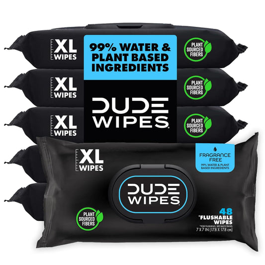 DUDE Wipes Unscented Adult Flushable Wet Wipes, Sensitive Skin, 288 Count
