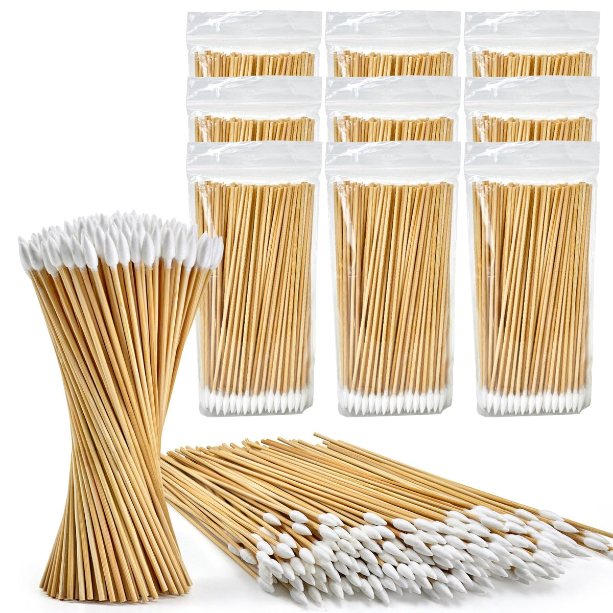 500PCS 6" Cotton Swabs in Storage Box, Long Cotton Swab with Wooden Sticks
