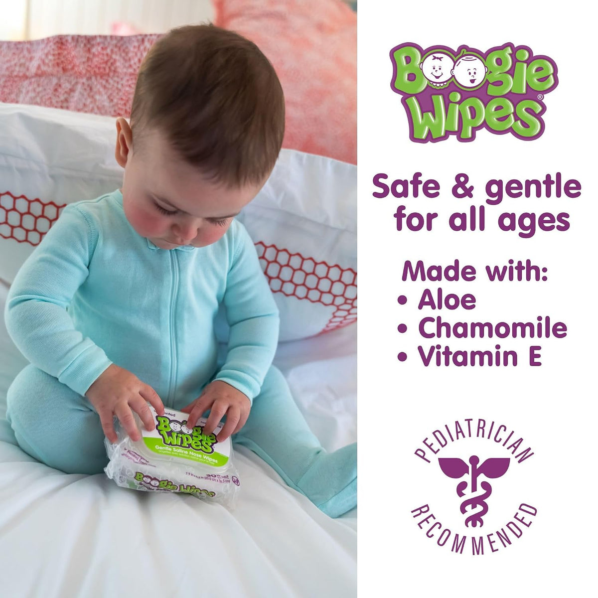 Boogie Wipes Gentle Saline Nose Wipes - 180 Count