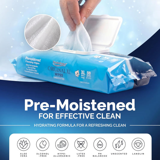 TenderProtect Original XL Incontinence Wipes for Adults with Aloe, 600 Count