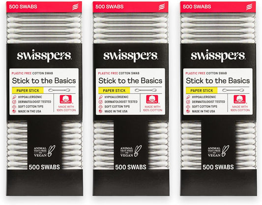 Swisspers Stick to The Basics Biodegradable Cotton Swabs (Pack of 3)