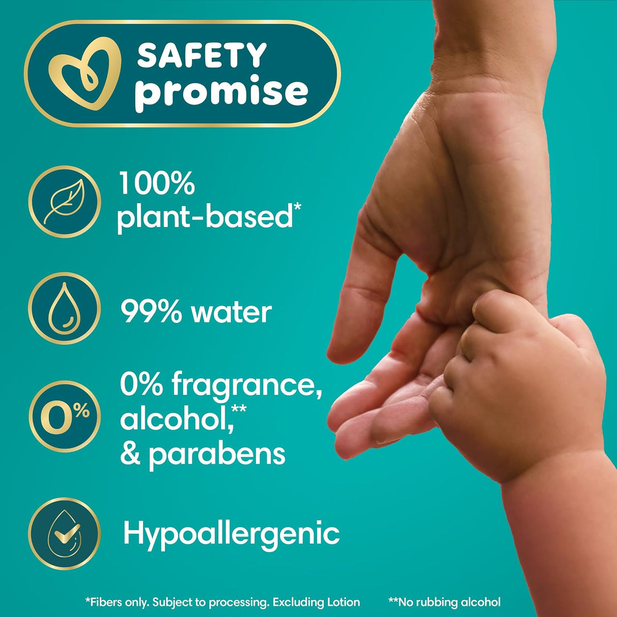 Pampers Ultraclean Baby Wipes, Unscented, Fragrance Free, Water Based, Hypoallergenic, Extra Thick & Grips Mess, 100% Plant Based, 624 Wipes Total (8X Flip-Top Packs)
