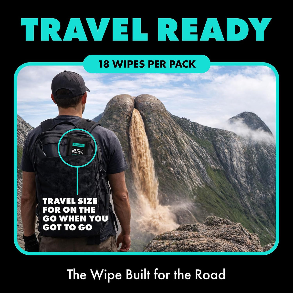 DUDE Wipes Mint Chill Adult Flushable Travel Wipes, Camping, 108 Count