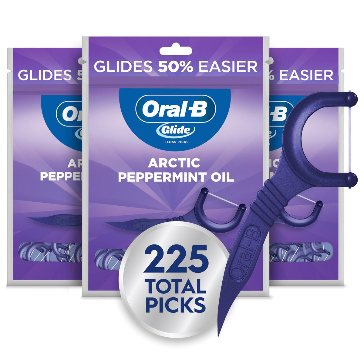 Oral-B Glide Ultra Deep Clean Floss Picks, Removes Food and Plaque, Cool Mint Flavor, 75 Count, Pack of 3