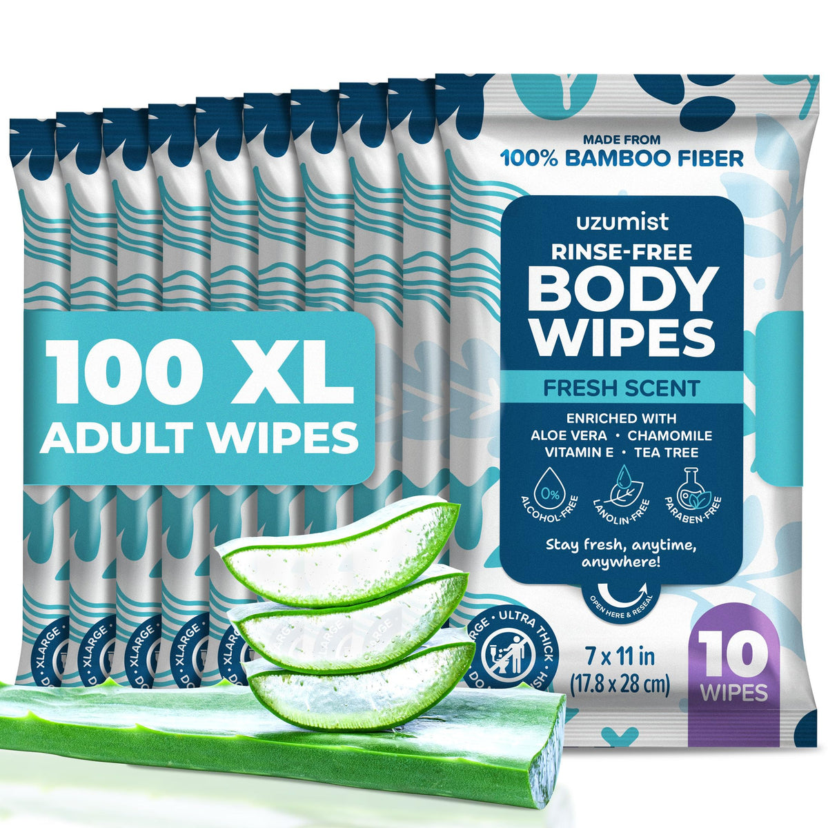 Camping Essentials - Body Wipes for Adults Bathing No Rinse - XL Wipes
