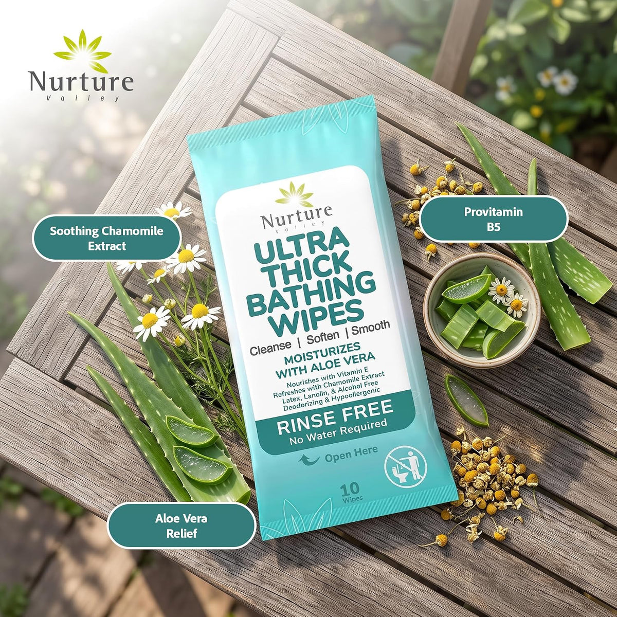 Nurture XL Ultra Thick Body Wipes for Adults with Aloe No Rinse - 120 Pack