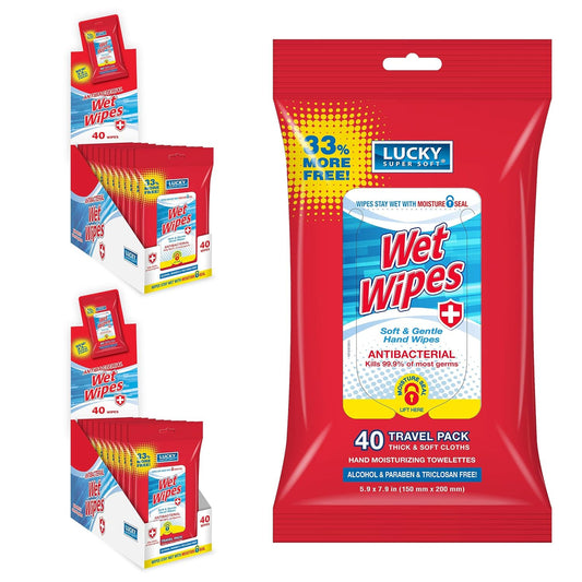 Wet Wipes by Lucky Super Soft, Hand Moisturizing Towelettes, Clean Your Hands and Body Parts with Trusted Wet Wipes